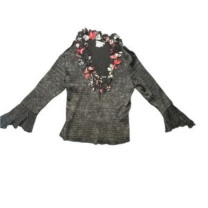 Alberto Makali Gray Cardigan with Floral Accents